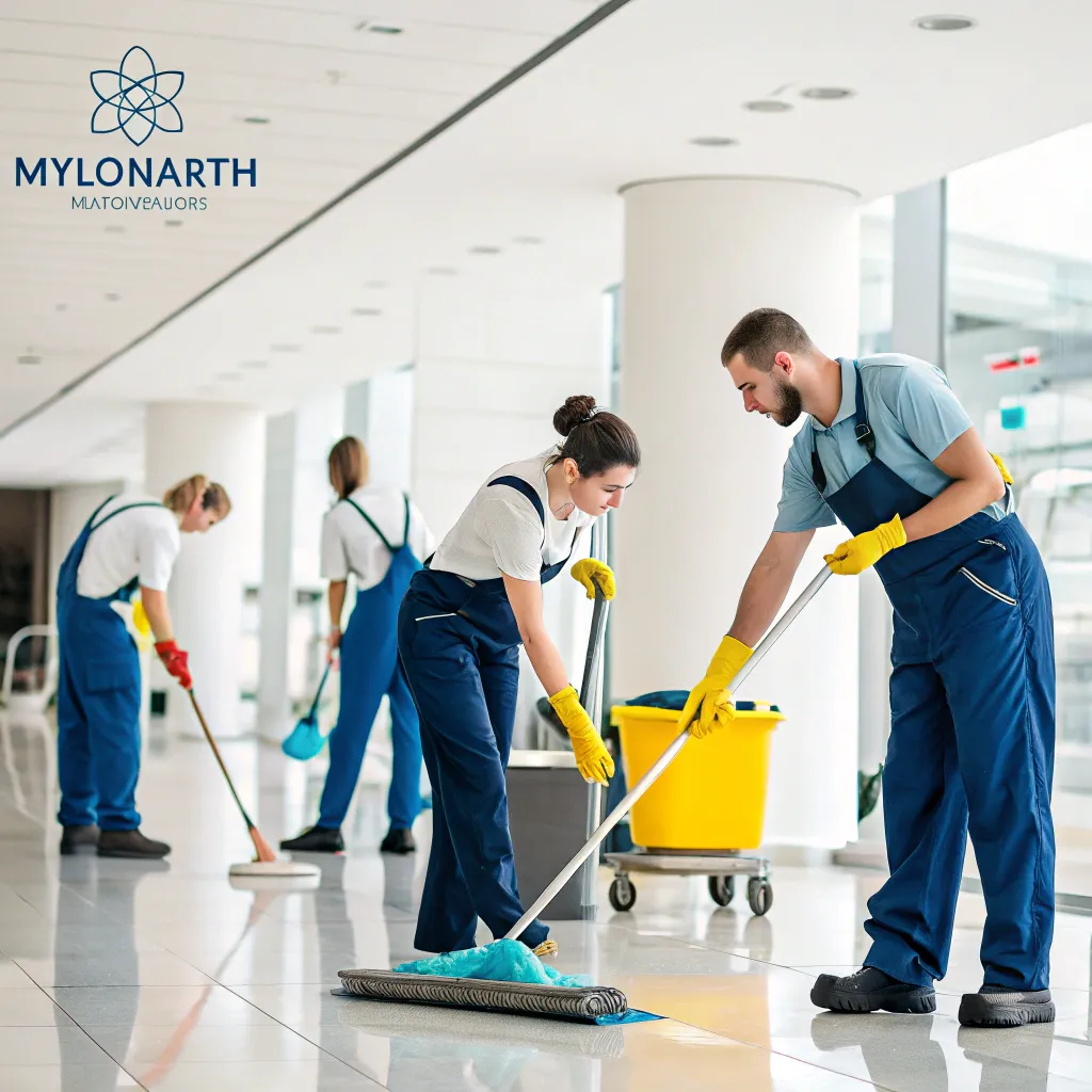 Dedicated cleaning team at MYLONARITH working together